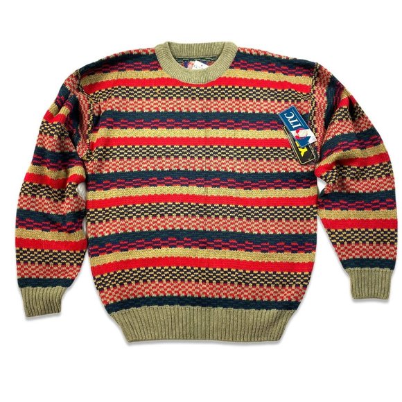 Vintage Other - Vtg 90’s Colorful Striped Sweater ITC Mens M